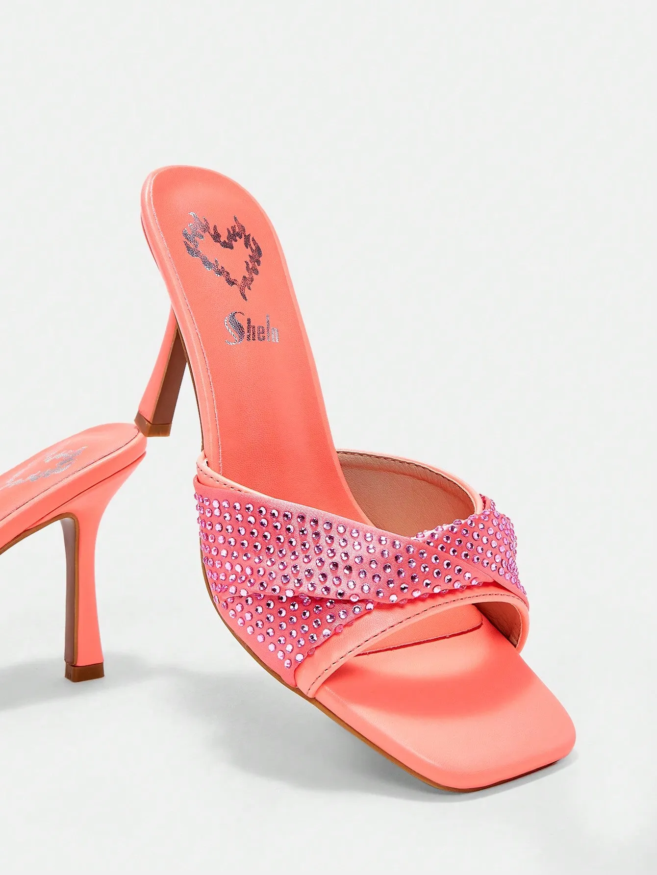 Rhinestone Decor High-heeled Sandals