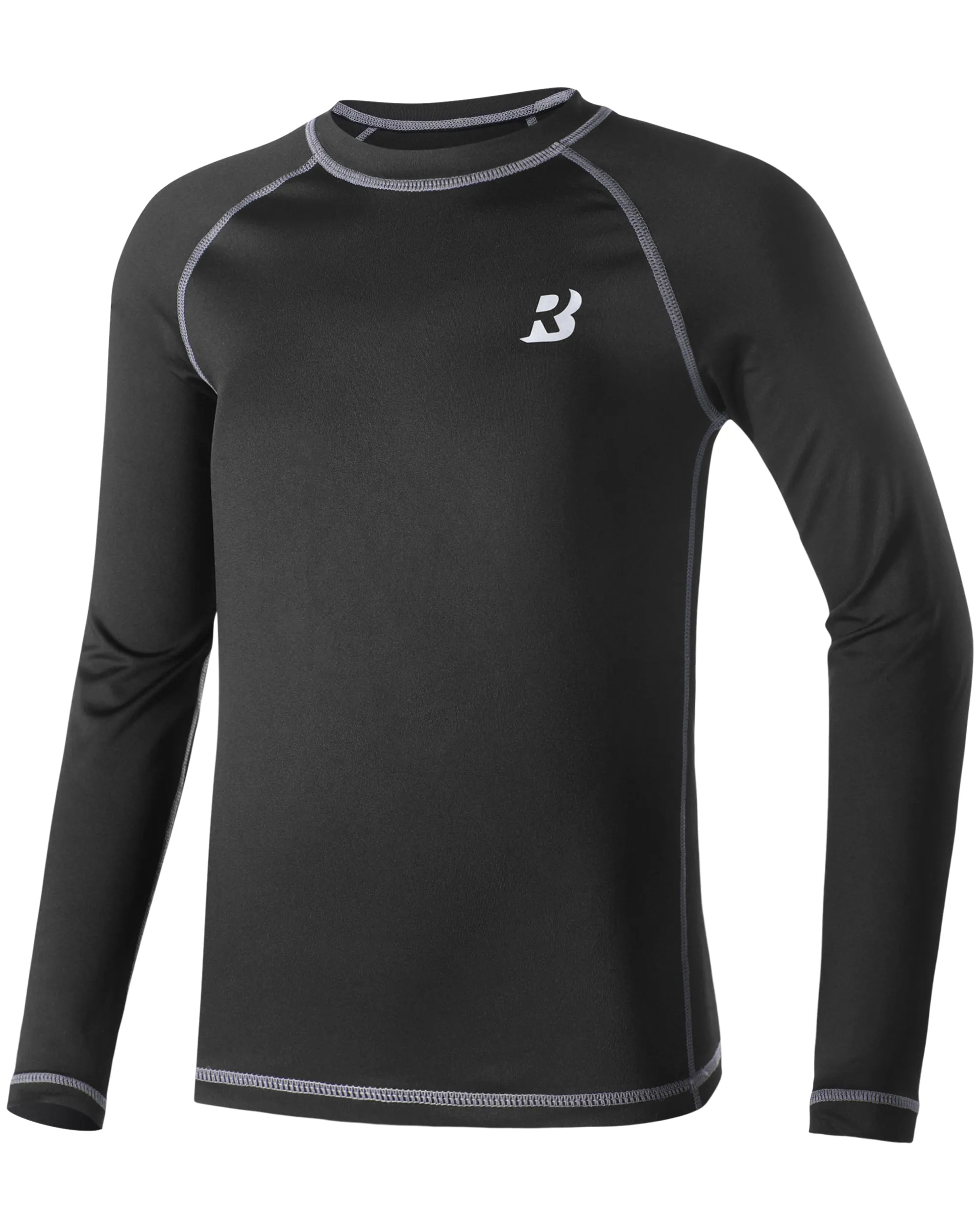 Roadbox Youth Boys Compression Shirt - Long Sleeve Kid's Football Baselayer,Quick Dry Undershirts for Sports Soccer Black