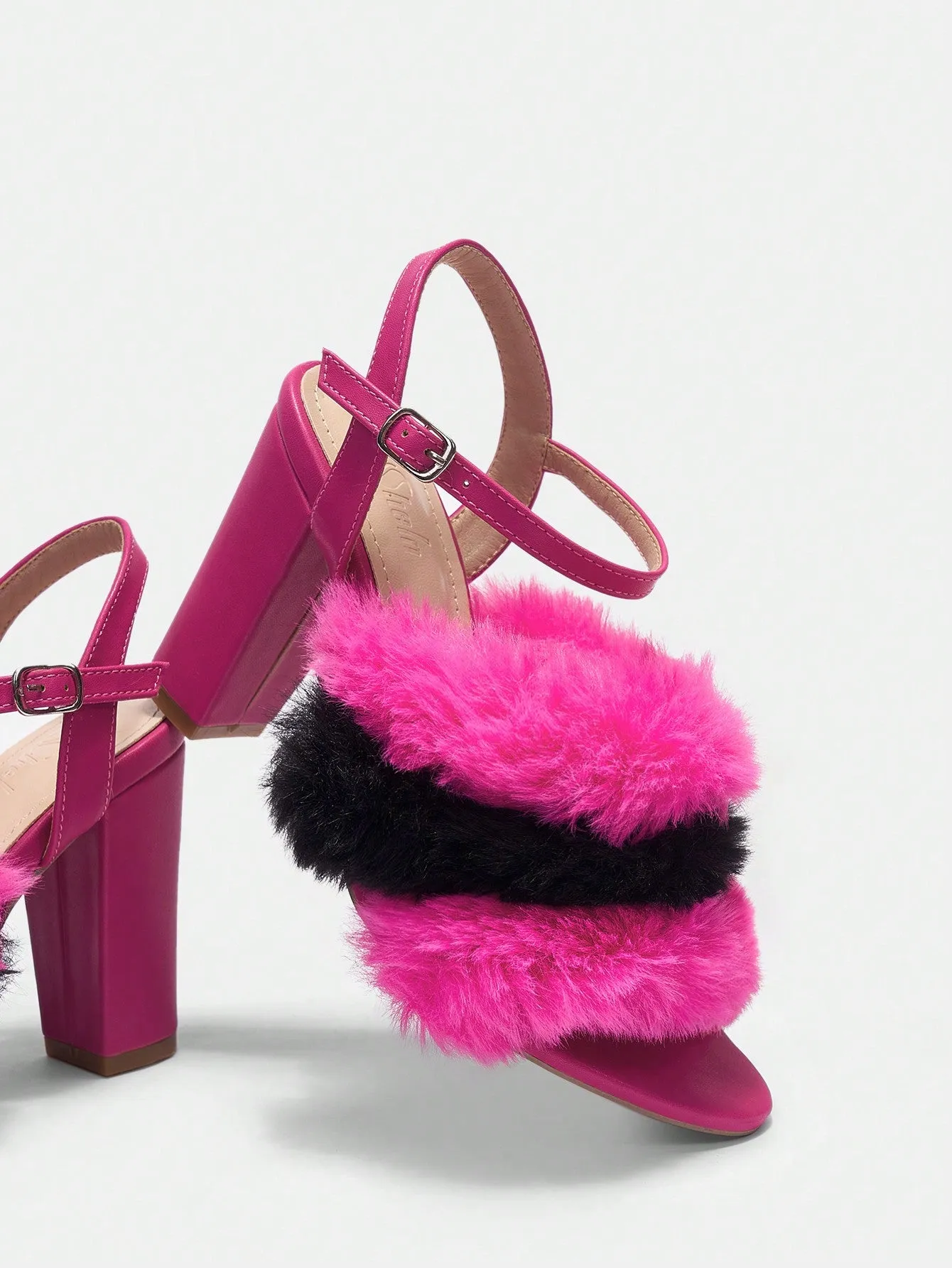 Rose Red Fluff Decor High Heels