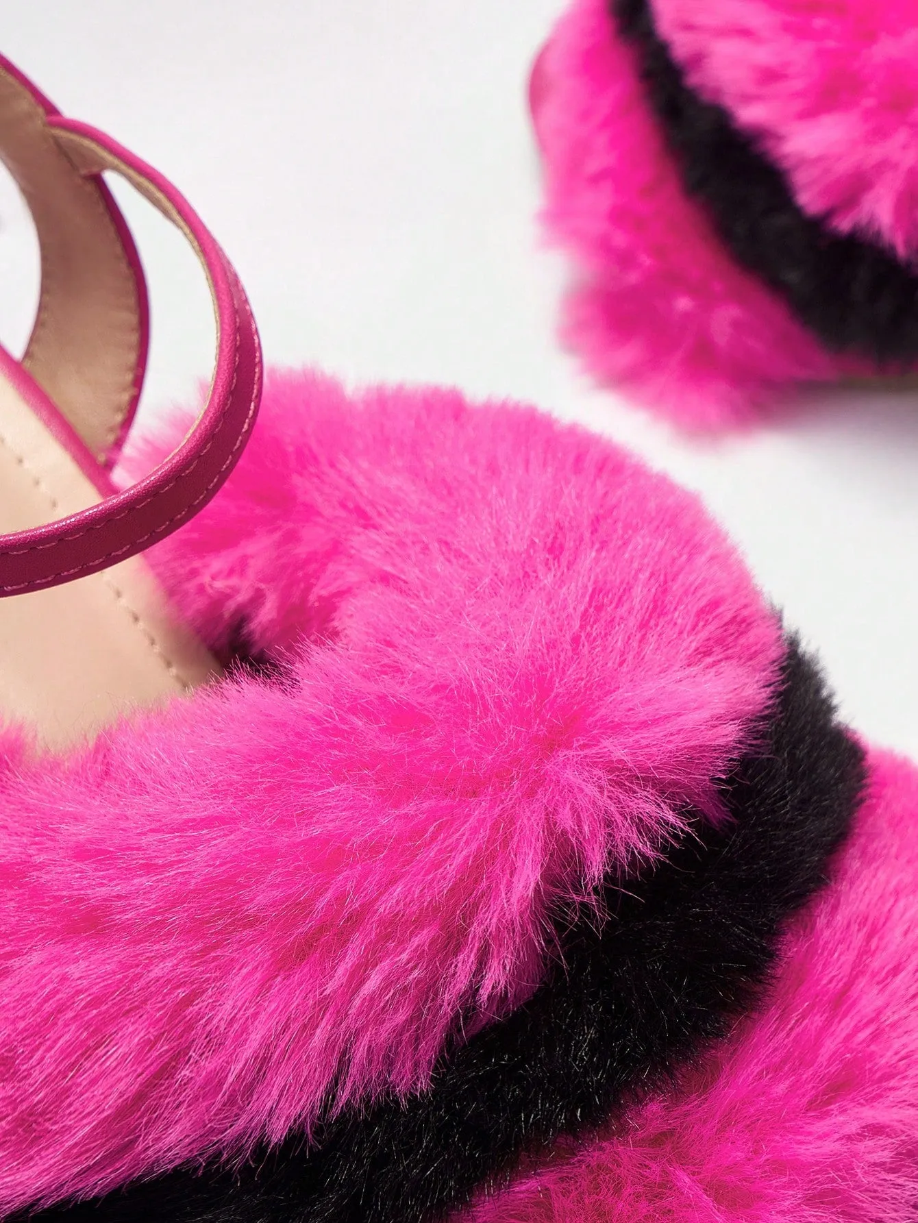 Rose Red Fluff Decor High Heels
