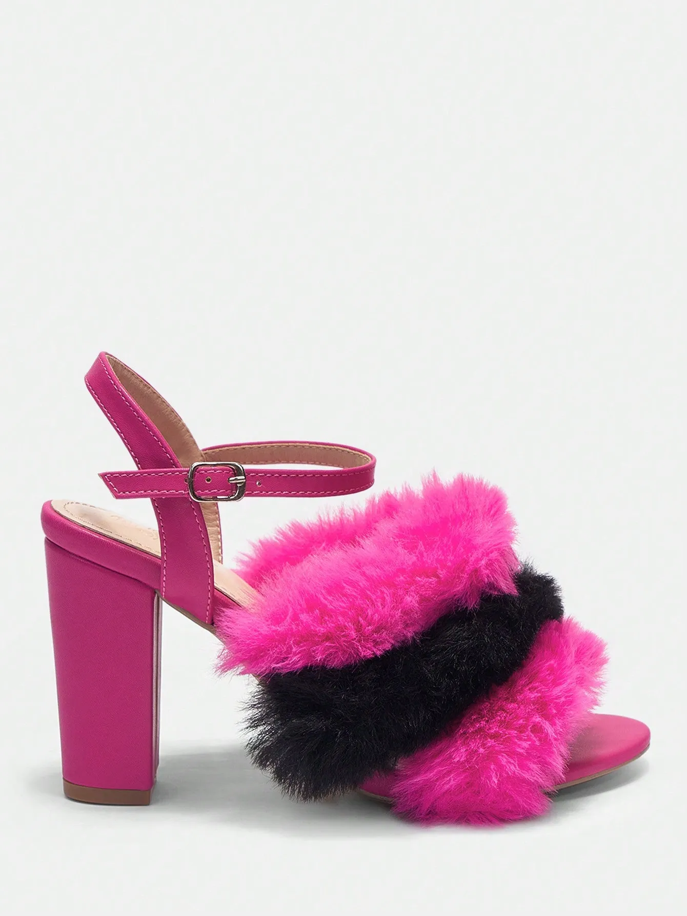Rose Red Fluff Decor High Heels