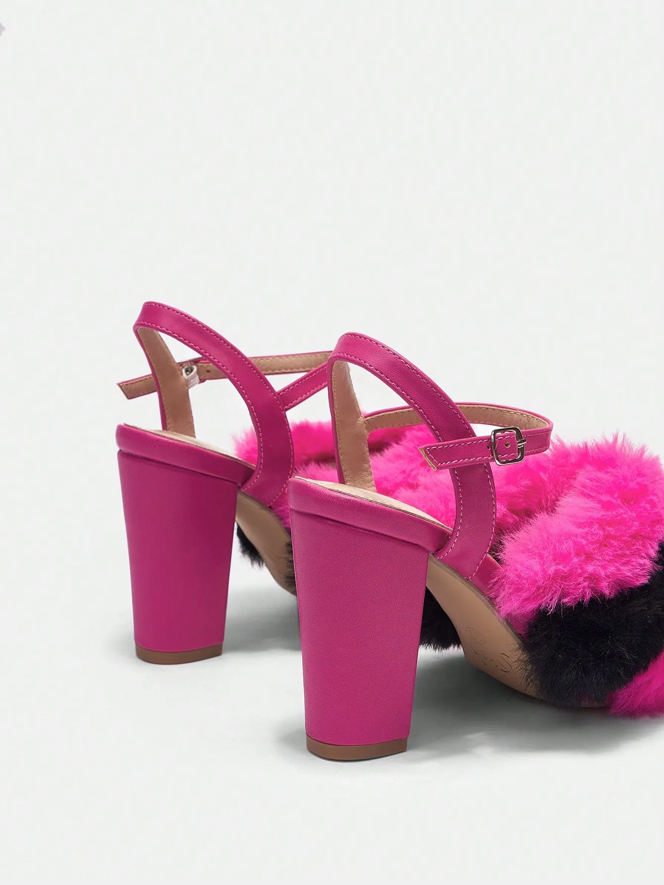 Rose Red Fluff Decor High Heels