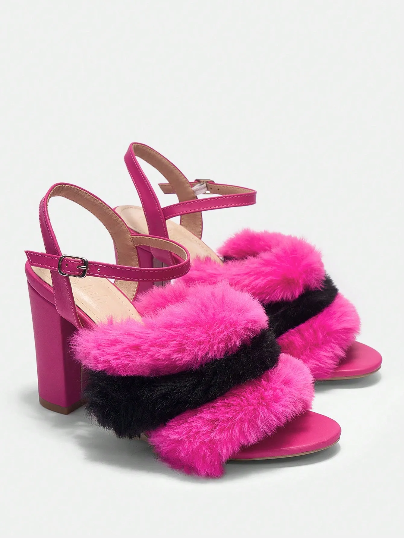 Rose Red Fluff Decor High Heels