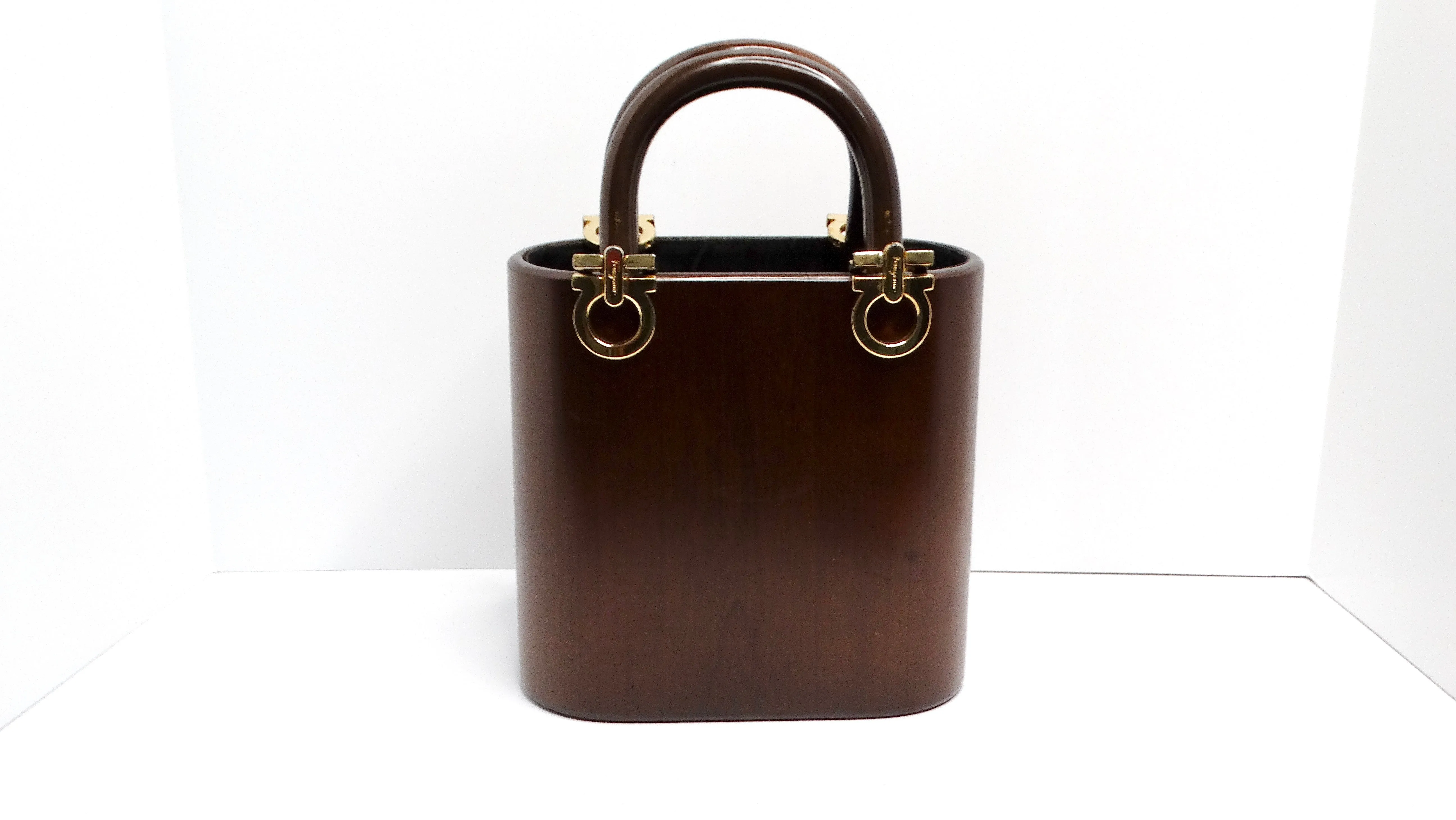 Salvatore Ferragamo Circa 1990s Gancini Wooden Vintage Handbag