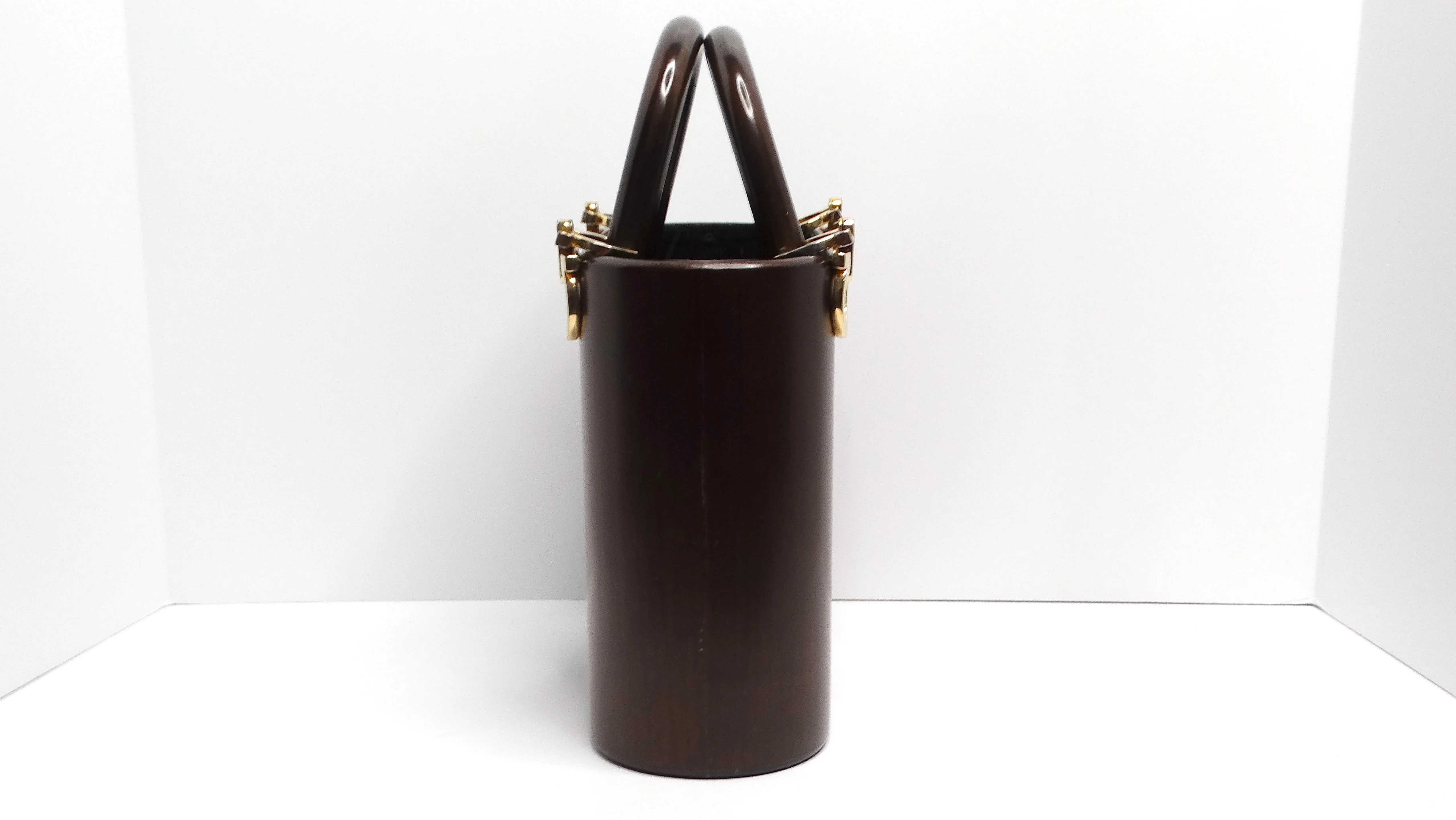 Salvatore Ferragamo Circa 1990s Gancini Wooden Vintage Handbag