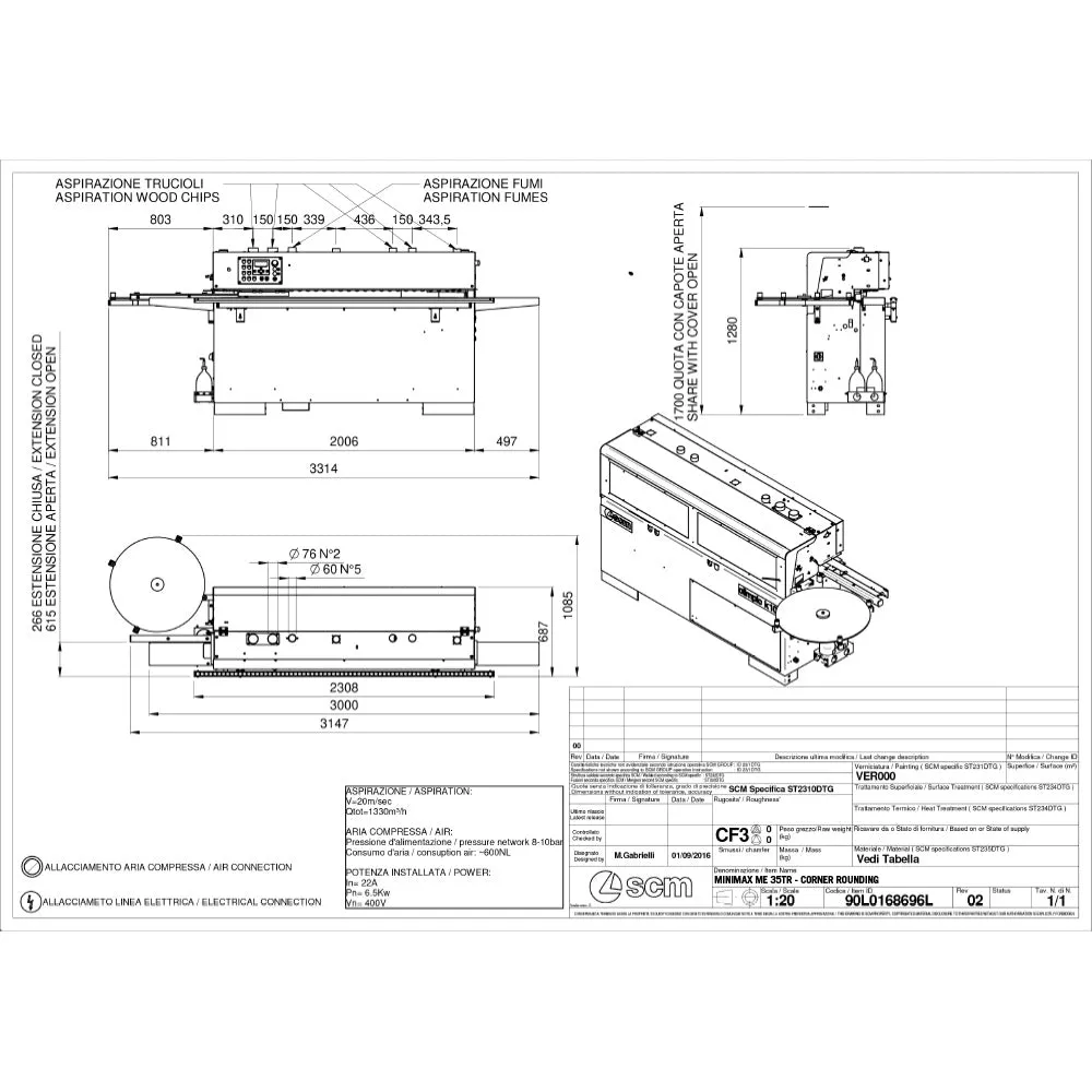 SCM Minimax ME 35ETR Edgebander with Pre-Milling & Corner Rounding - 3PH, 220V