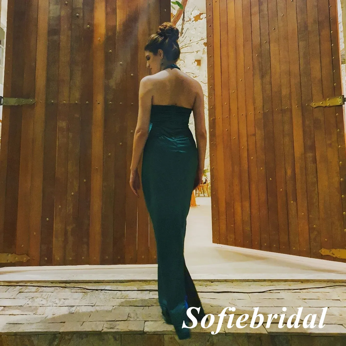 Sexy Soft Stin Halter Sleeveless Mermaid Floor Length Bridesmaid Dresses, SFWG00528