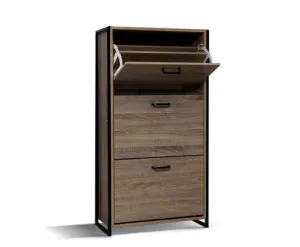Shoe Cabinet Shoes Storage Rack Wooden Organiser Up to 24 Pairs Shelf Cupboard Metal Frame