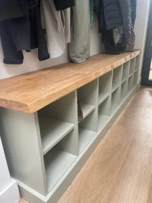 Shoe Storage Seat with Waney Oak Seat