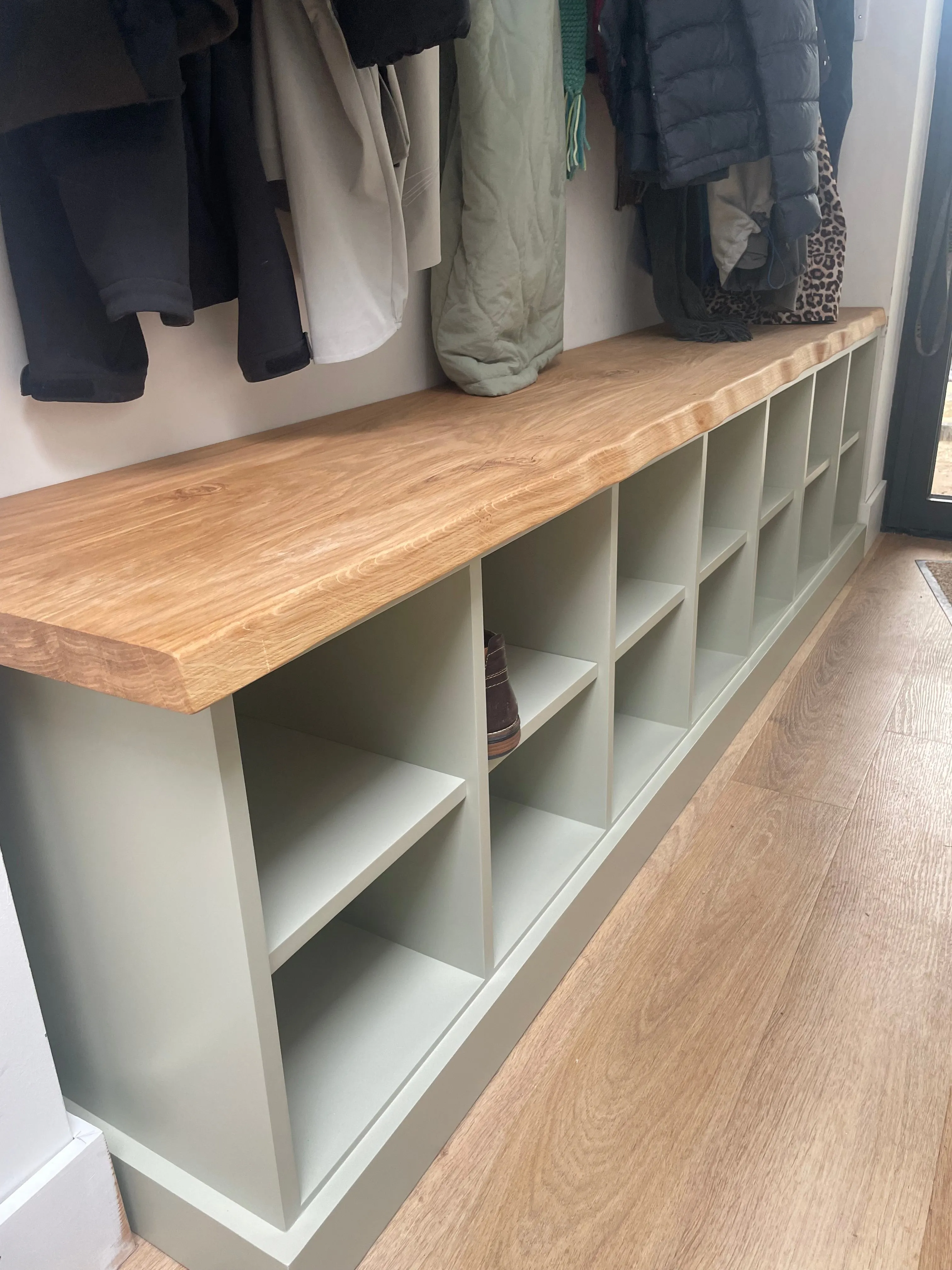 Shoe Storage Seat with Waney Oak Seat