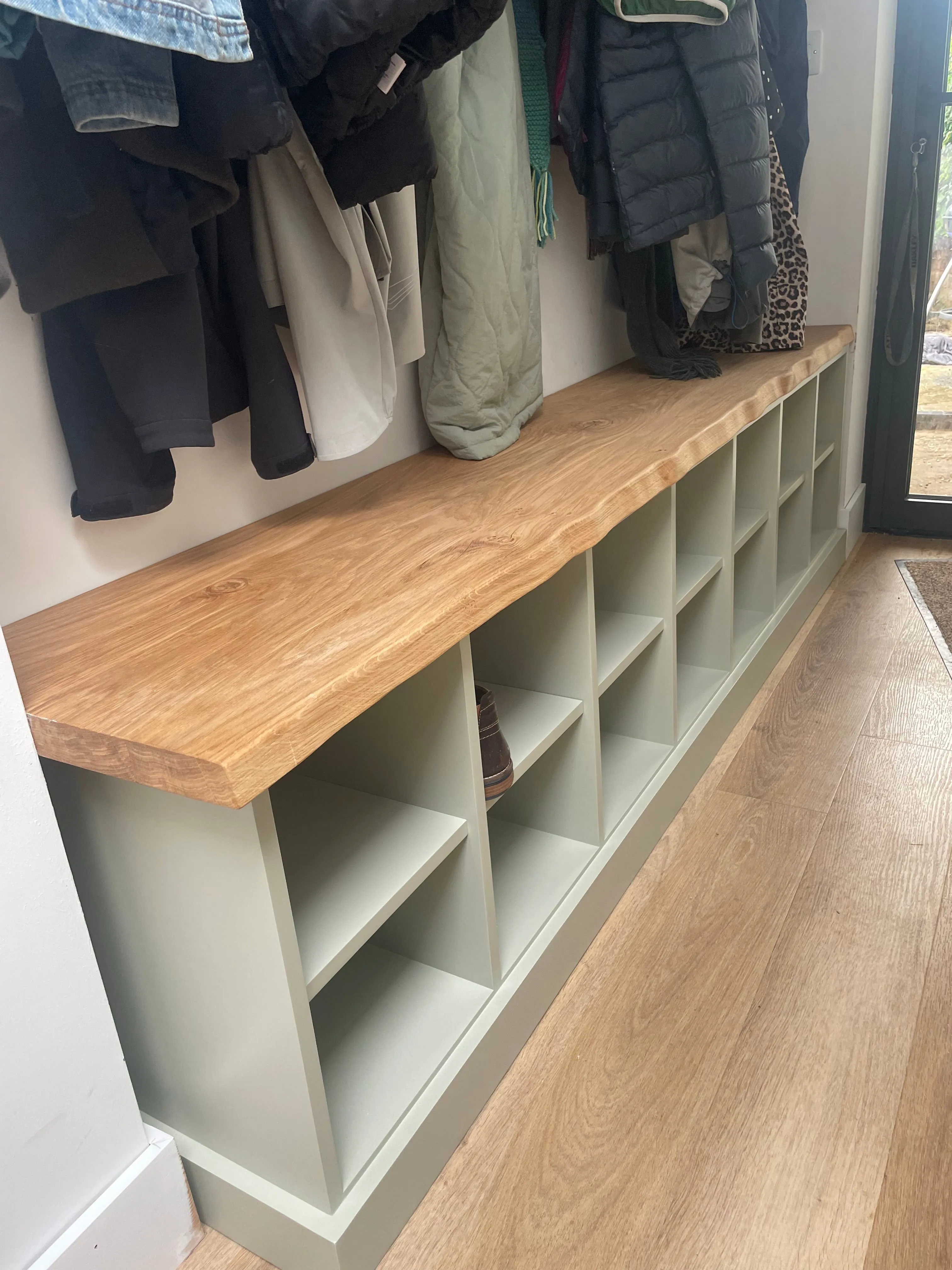 Shoe Storage Seat with Waney Oak Seat