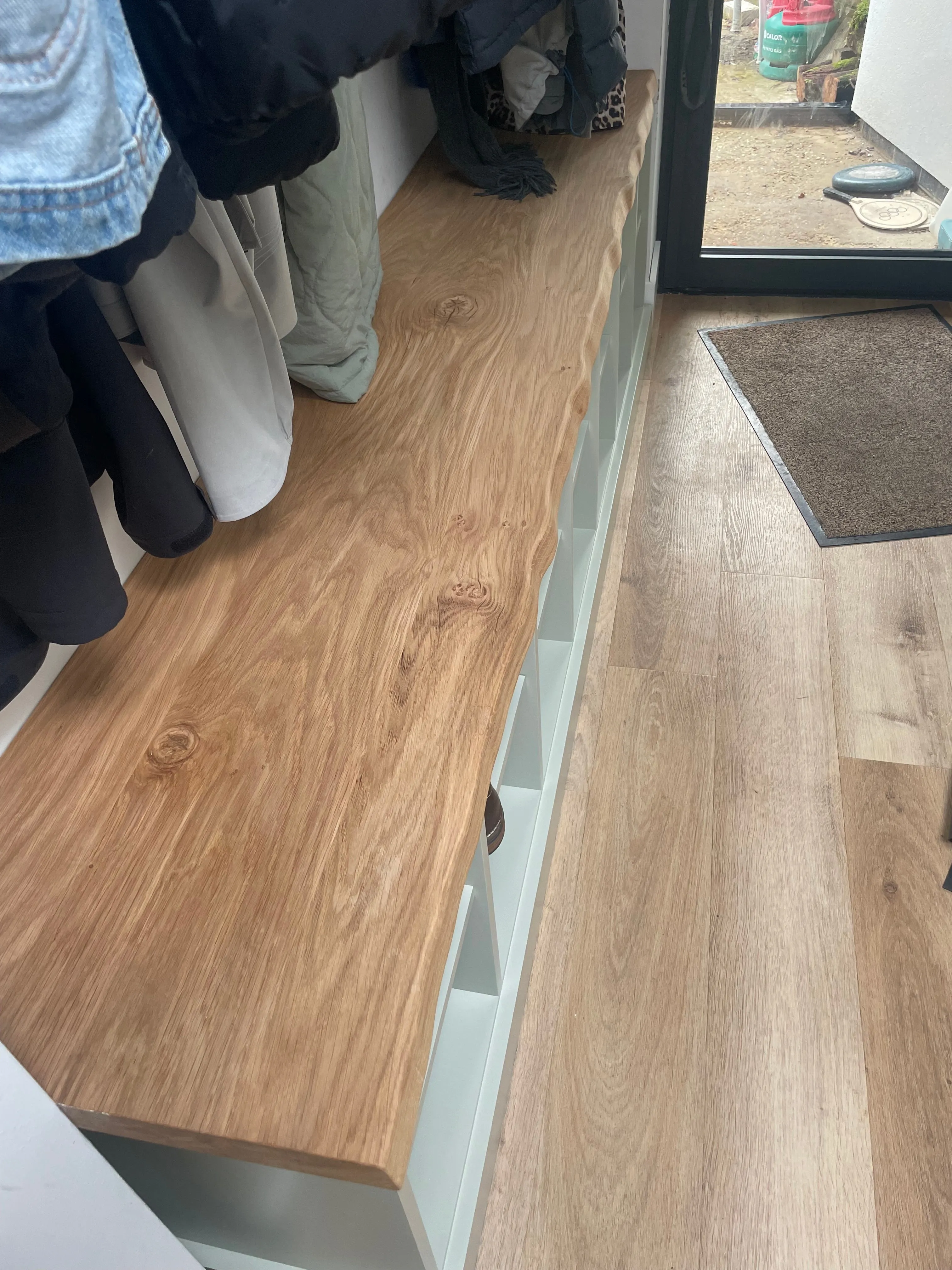 Shoe Storage Seat with Waney Oak Seat