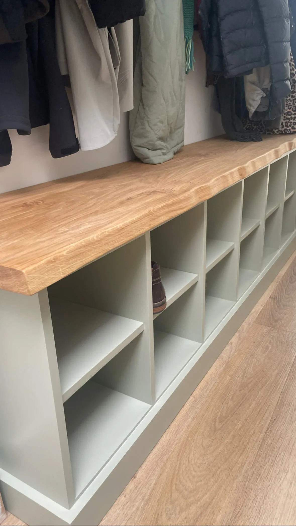 Shoe Storage Seat with Waney Oak Seat