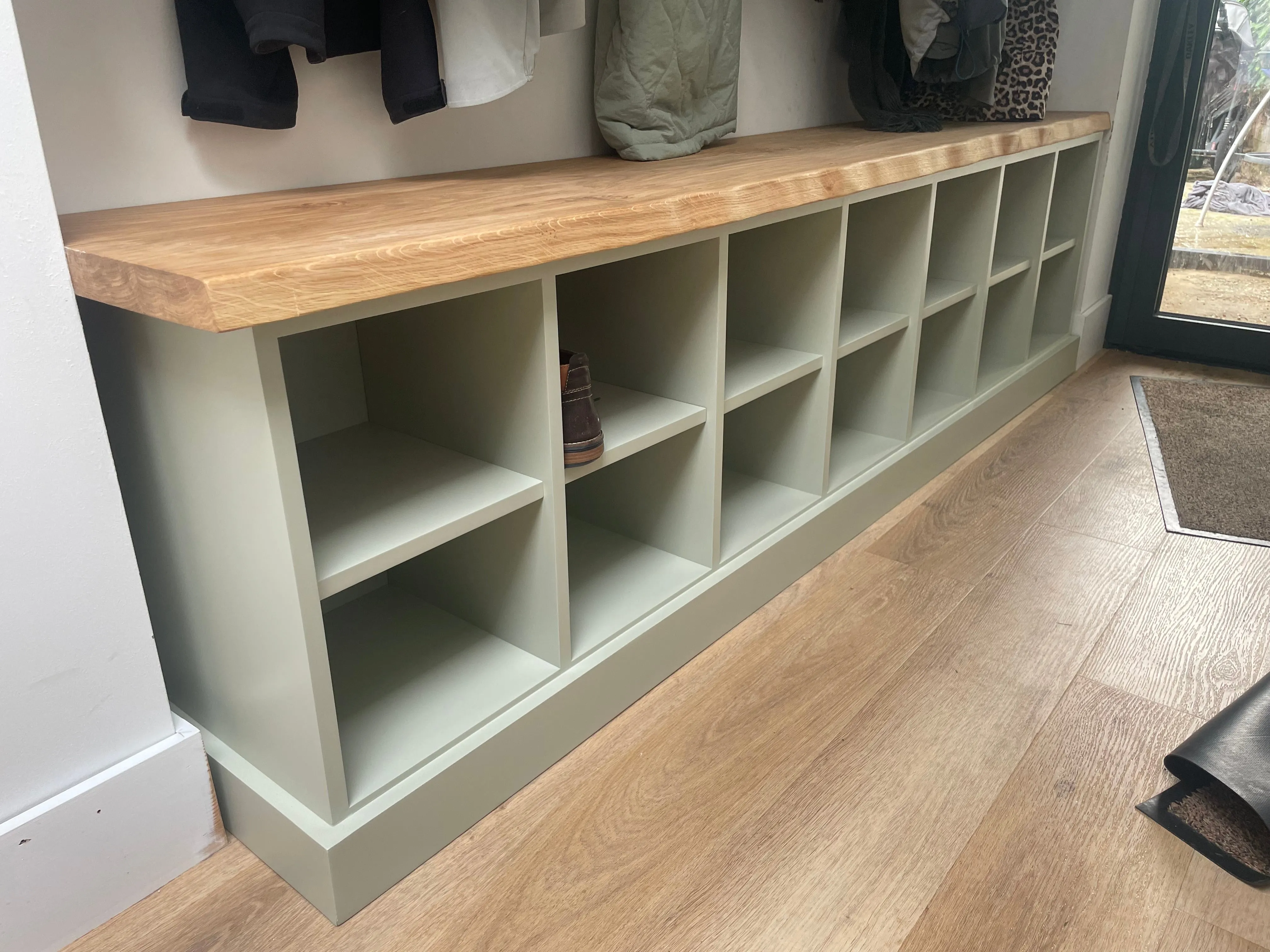 Shoe Storage Seat with Waney Oak Seat