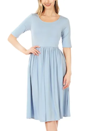 Short Sleeved Empire Waist Pocket Dress