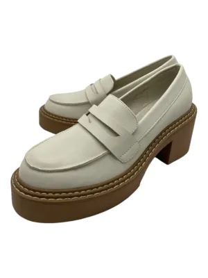 Shu Shop Shoe Size 6 Cream & Brown Faux Leather Platform Penny Loafer Loafers
