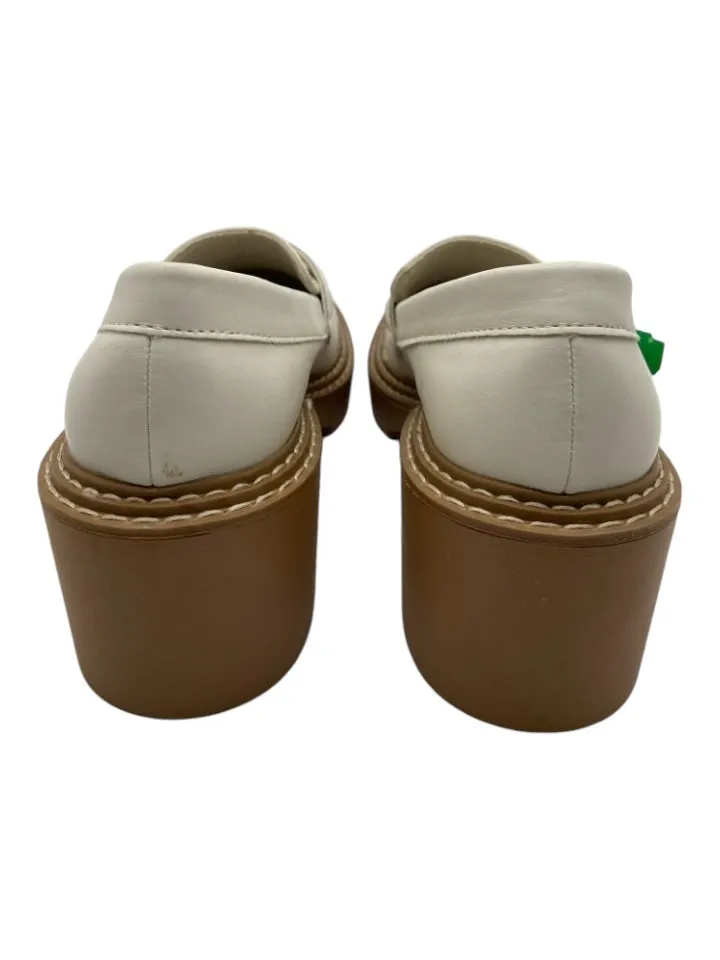 Shu Shop Shoe Size 6 Cream & Brown Faux Leather Platform Penny Loafer Loafers
