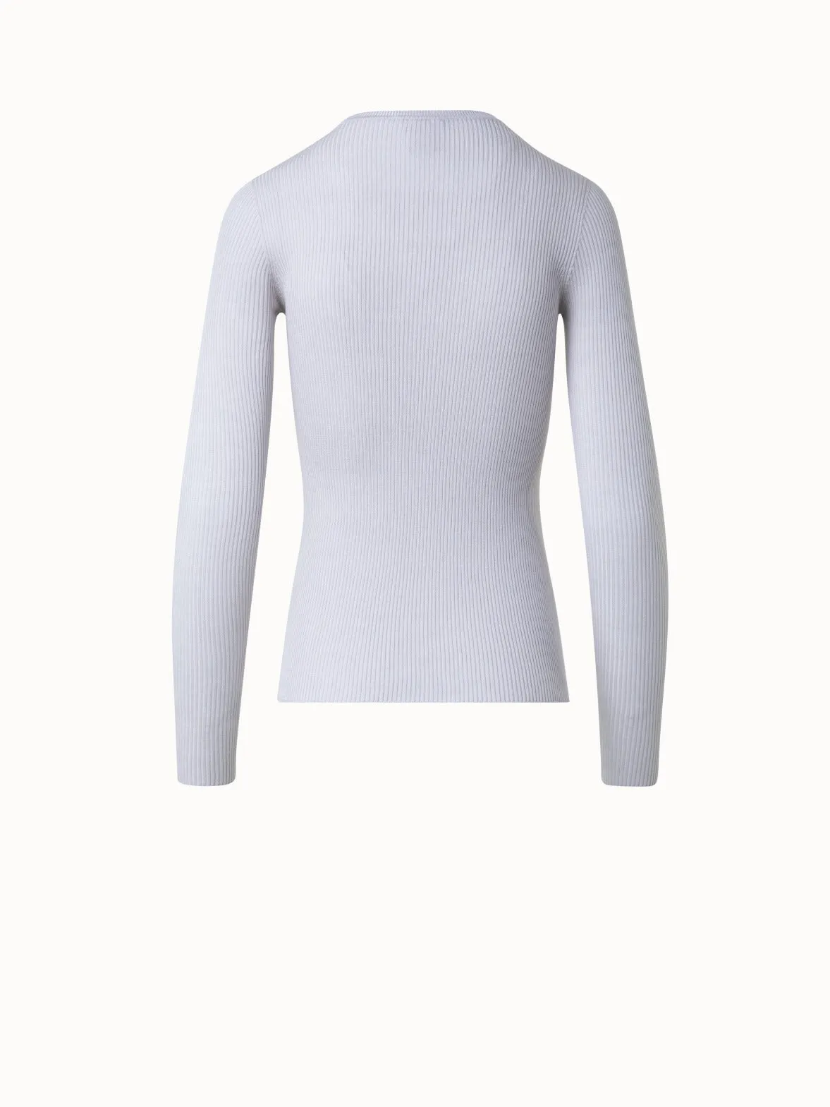 Silk Cotton Seamless Rib Knit Pullover