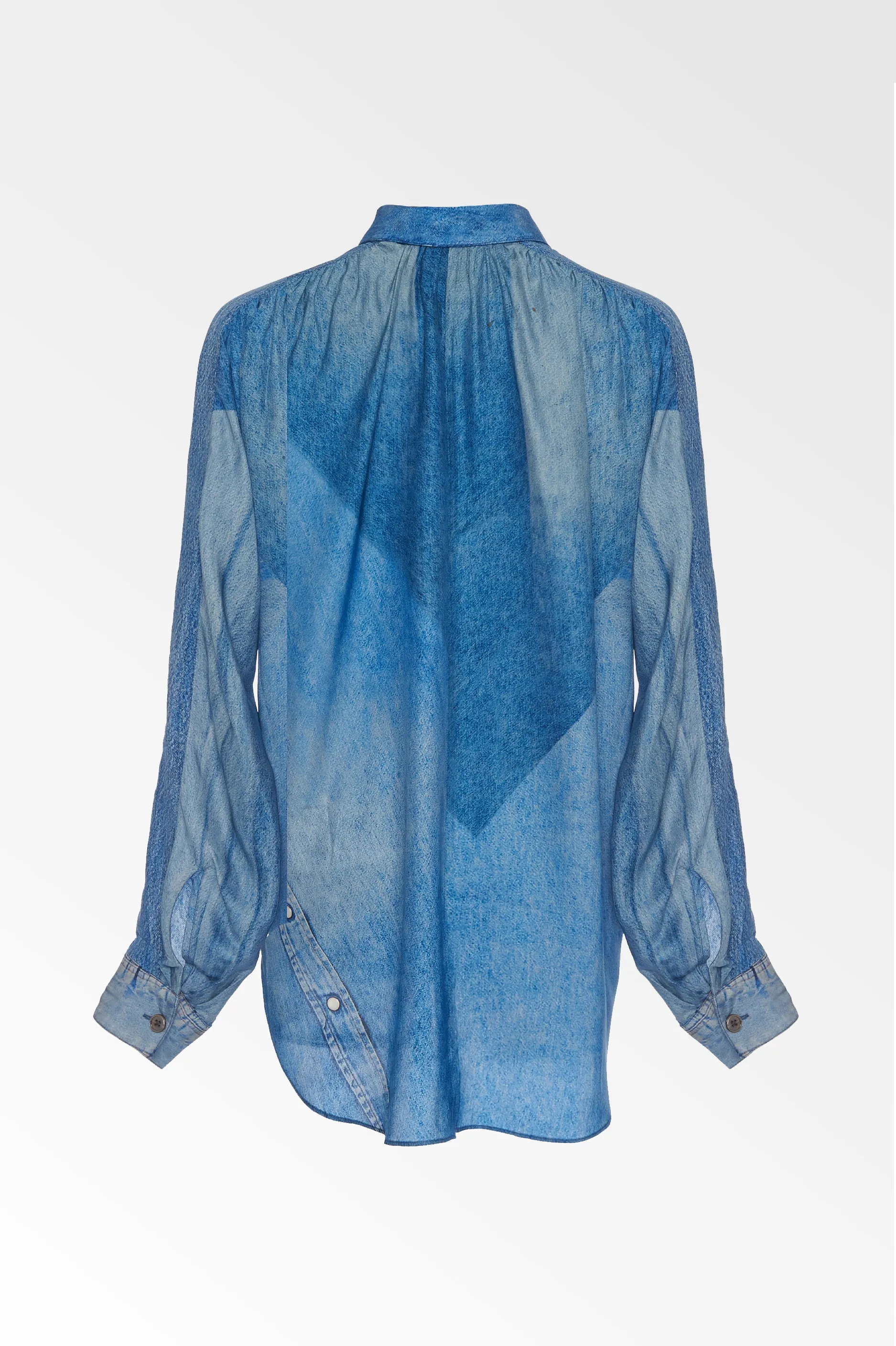Silk denim print shirt