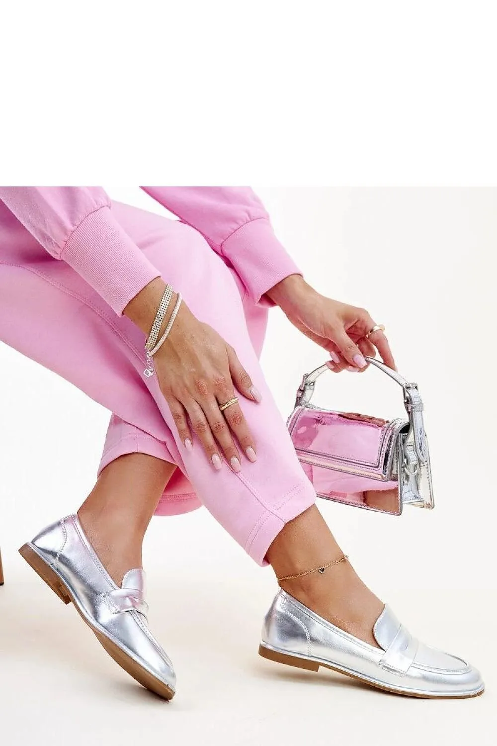 Silver classic moccasins