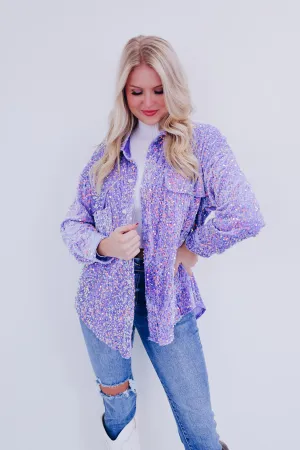 Sindri Sequin Button Down Blouse - Lavender