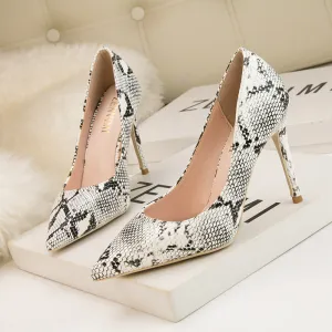 Snake Pattern High Heels: Chic & Sleek Women's Shoes