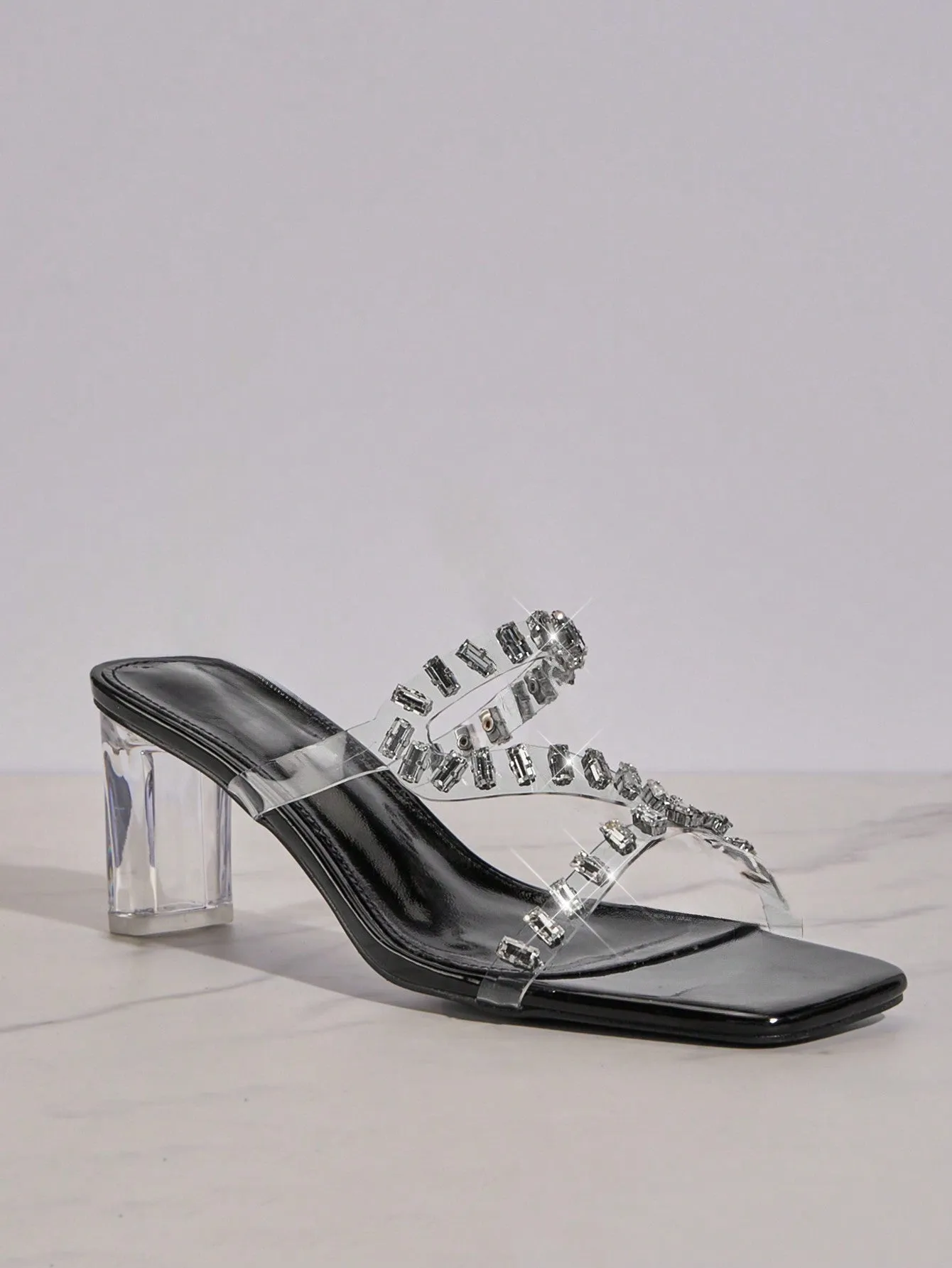 Square-Toe Korean High-Heeled Sandals