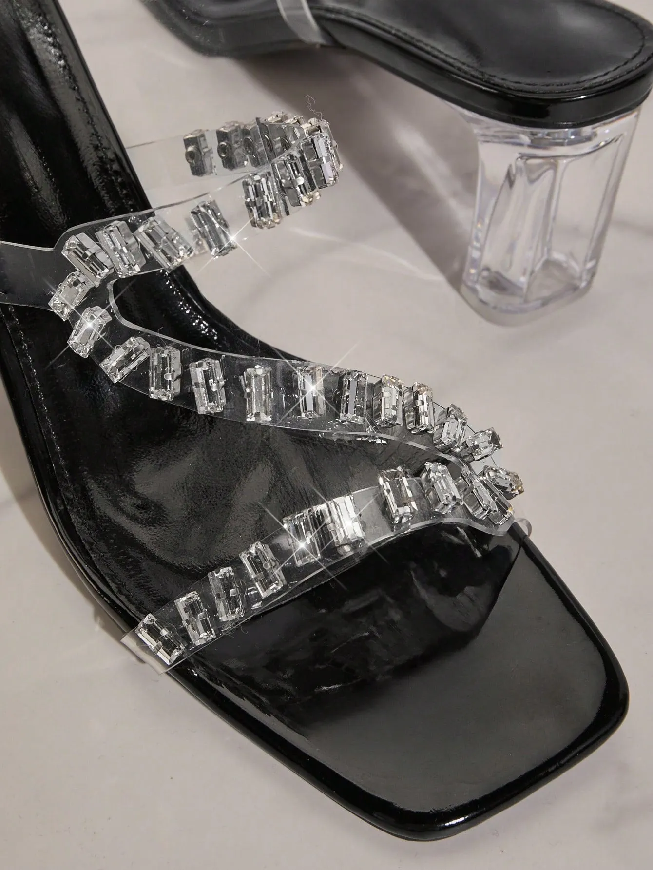 Square-Toe Korean High-Heeled Sandals
