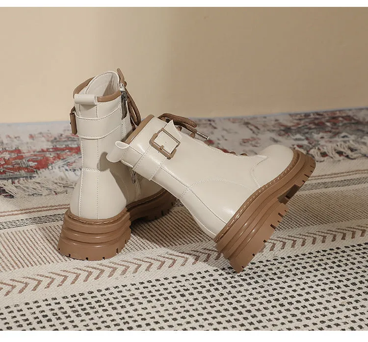 Thick Sole Short Tube Retro British Style Martin Boots Lace Up Women's Shoes