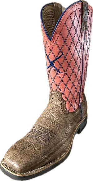 Twisted X Women's Brown Square Toe with Pink Top Boots