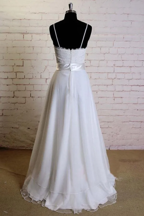 V-neck Sweep Train Satin Appliques Beading  Wedding Dresses WD173