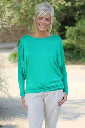 Vanilla Bay | Dolman Long Sleeve Top Turquoise