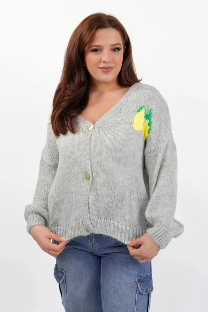 Versatile V-Neck Drop Shoulder Long Sleeve Button Cardigan