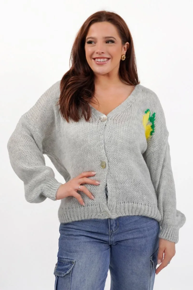 Versatile V-Neck Drop Shoulder Long Sleeve Button Cardigan