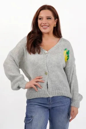 Versatile V-Neck Drop Shoulder Long Sleeve Button Cardigan