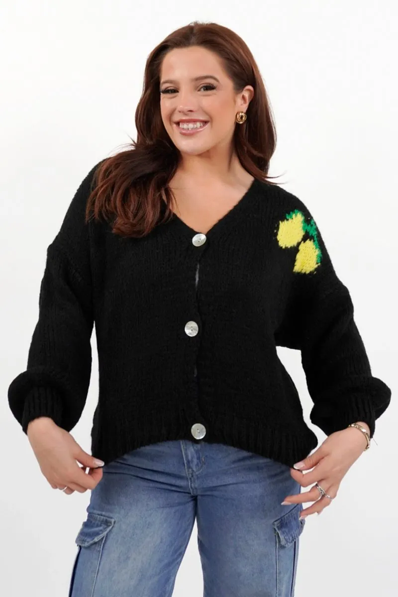 Versatile V-Neck Drop Shoulder Long Sleeve Button Cardigan