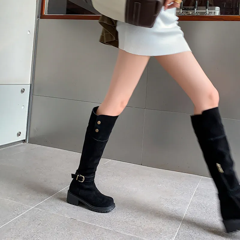 Vintage western cowboy boots popular new versatile stacking boots matte summer thin boots