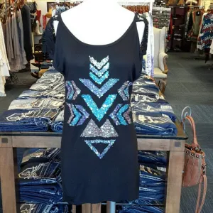 Vocal | Aztec Mini Black/Multi Sequin Dress
