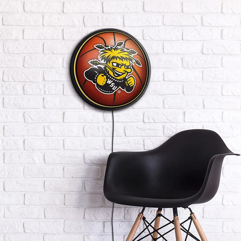 Wichita State Shockers: Basketball - Round Slimline Lighted Wall Sign