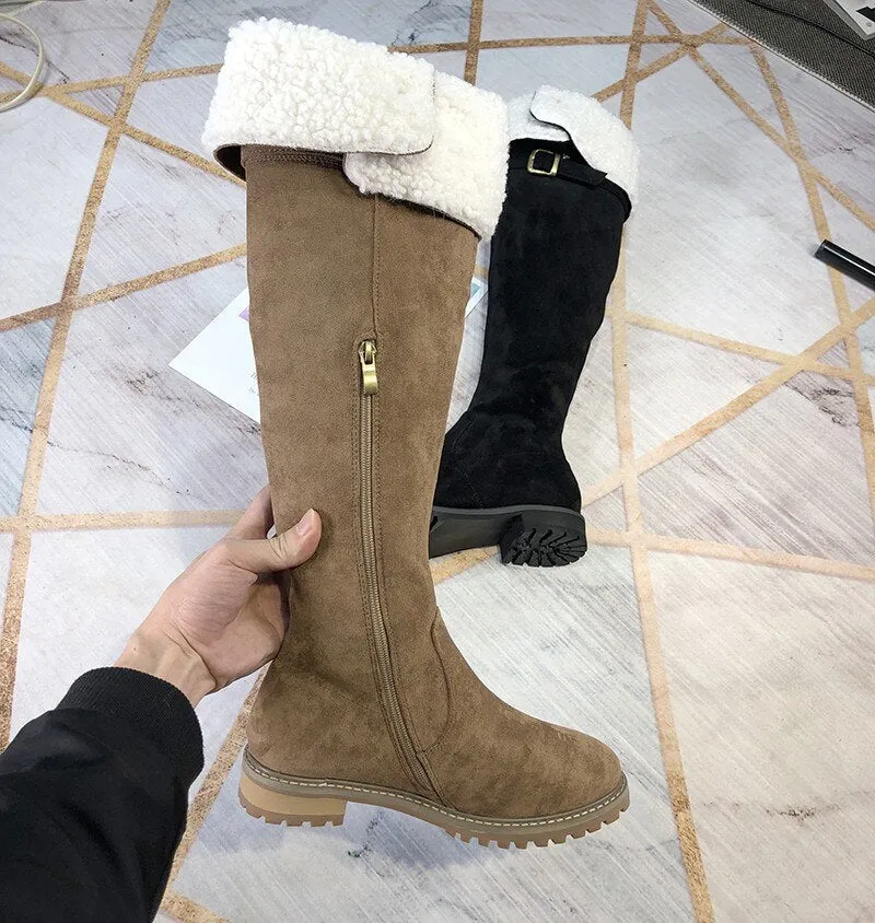 Women Winter Thicken Warm Motorcycle Bikers Boots
