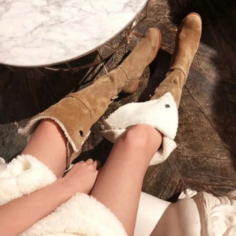 Women Winter Thicken Warm Motorcycle Bikers Boots