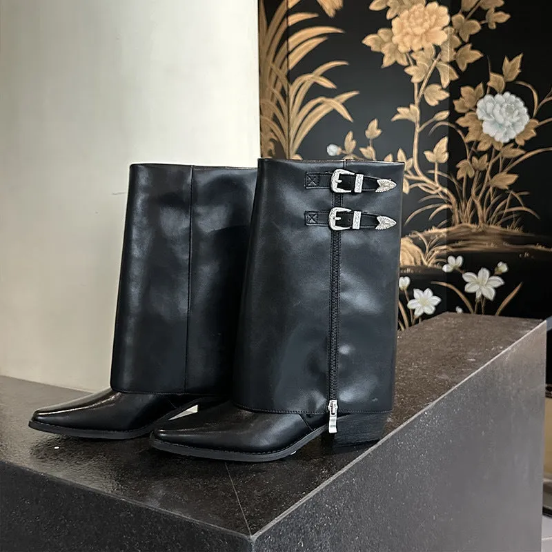 Women's rough and versatile cowboy boots
