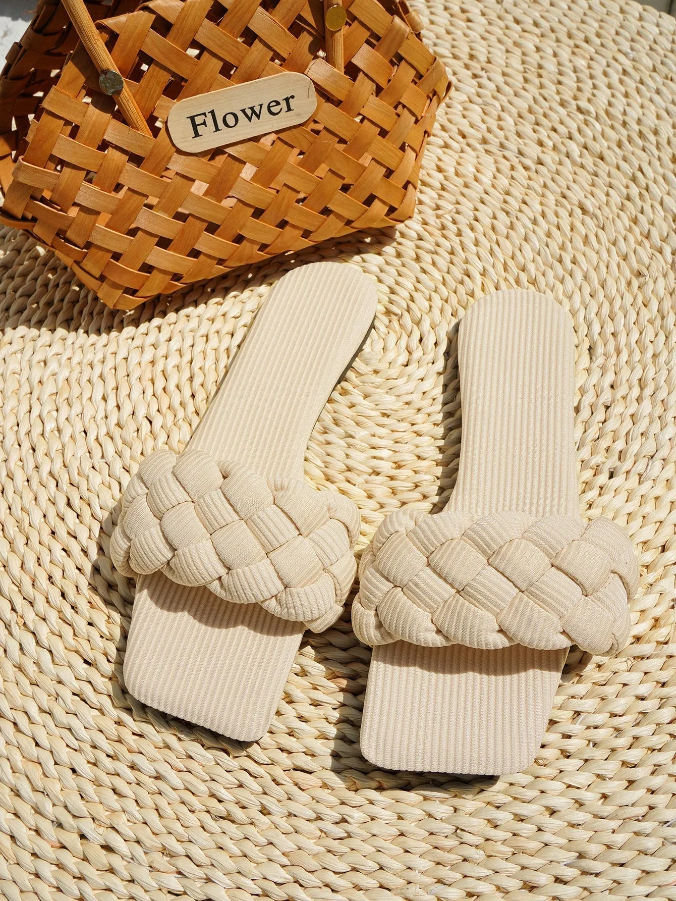 Woven Braided Upper Slides - Ivory