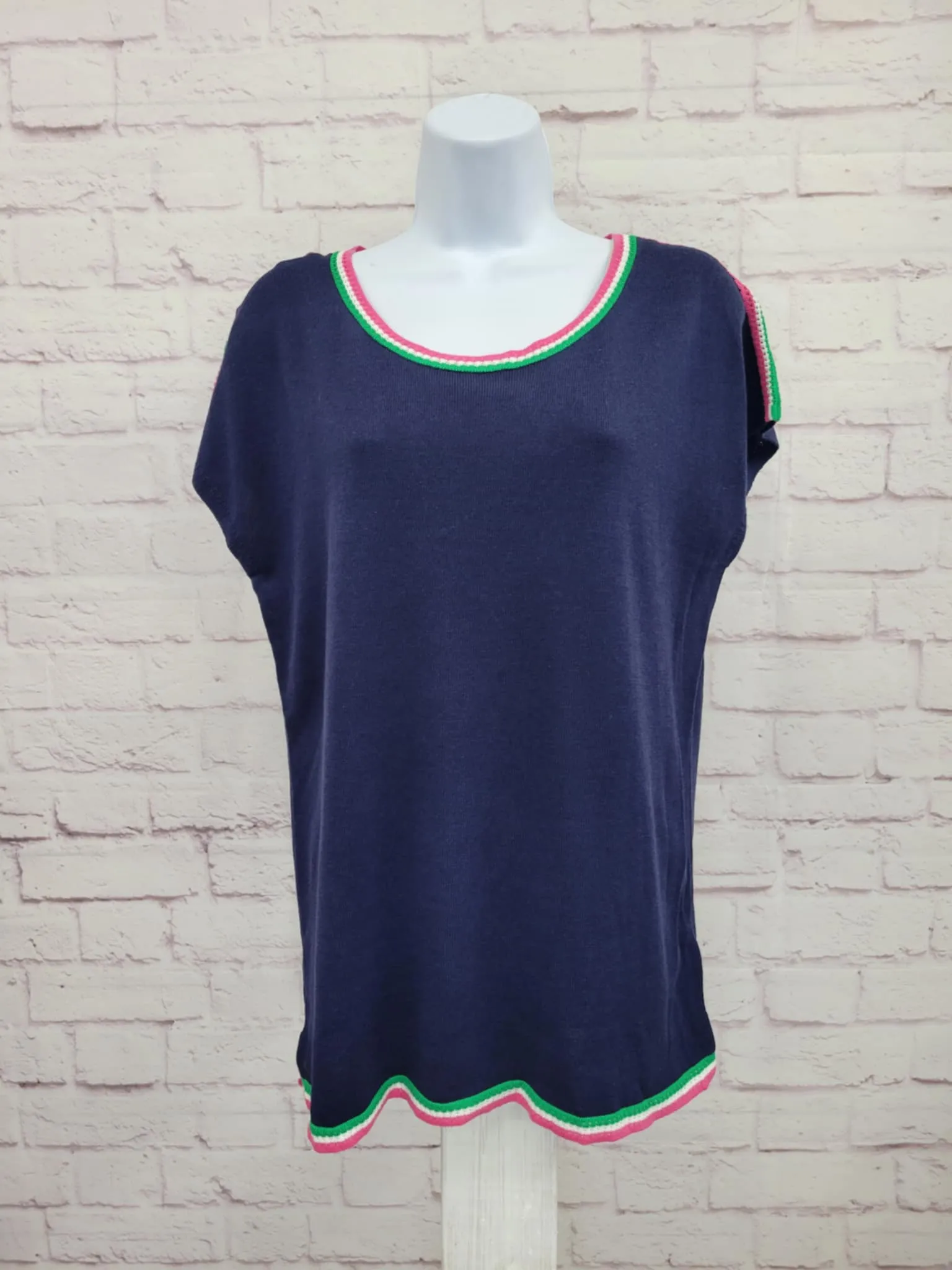 XXSMALL TWILIGHT A648157 Belle by Kim Gravel Pop Color Crochet Trim Sweater