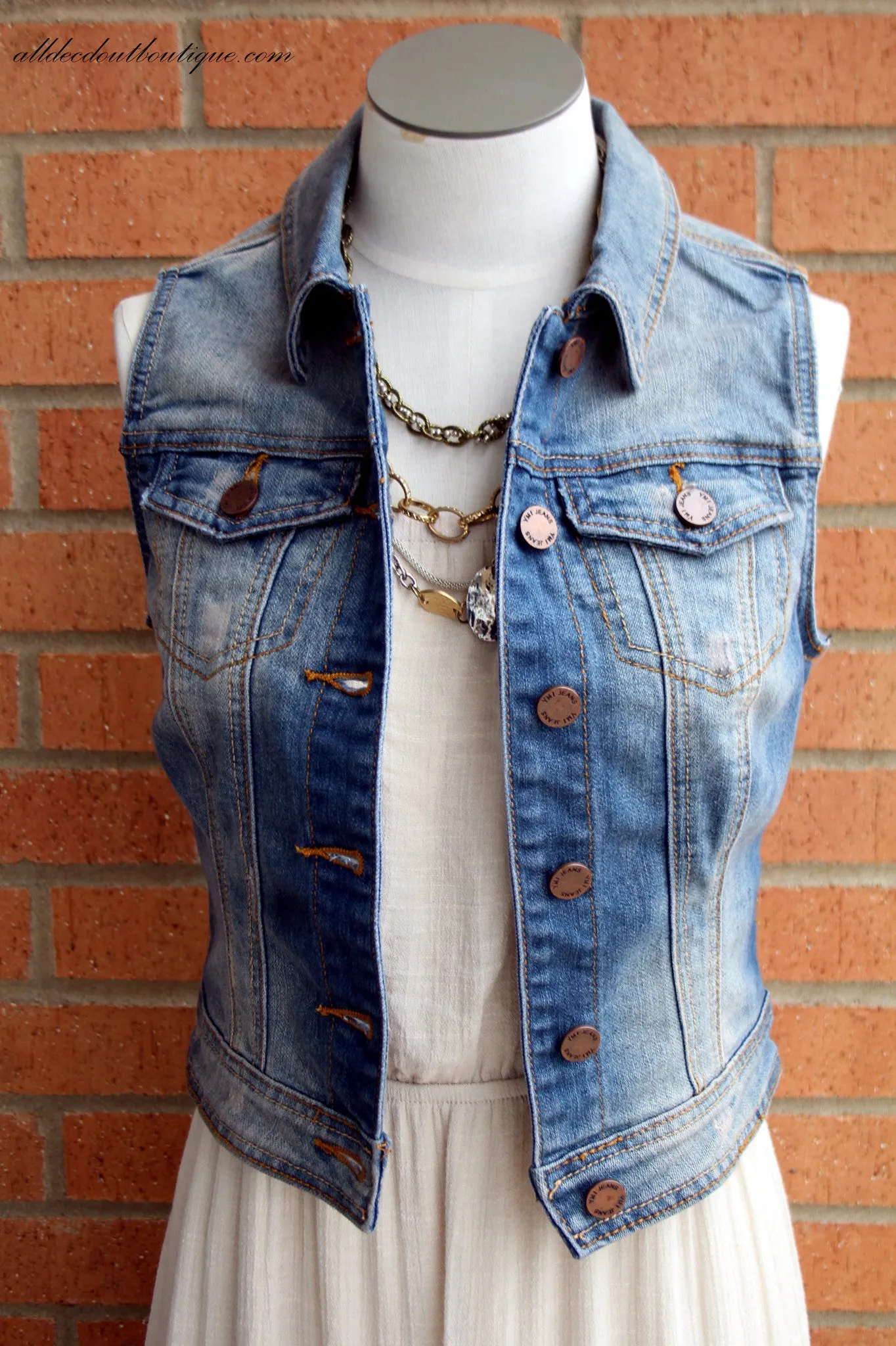 YMI | Denim Cropped Vest