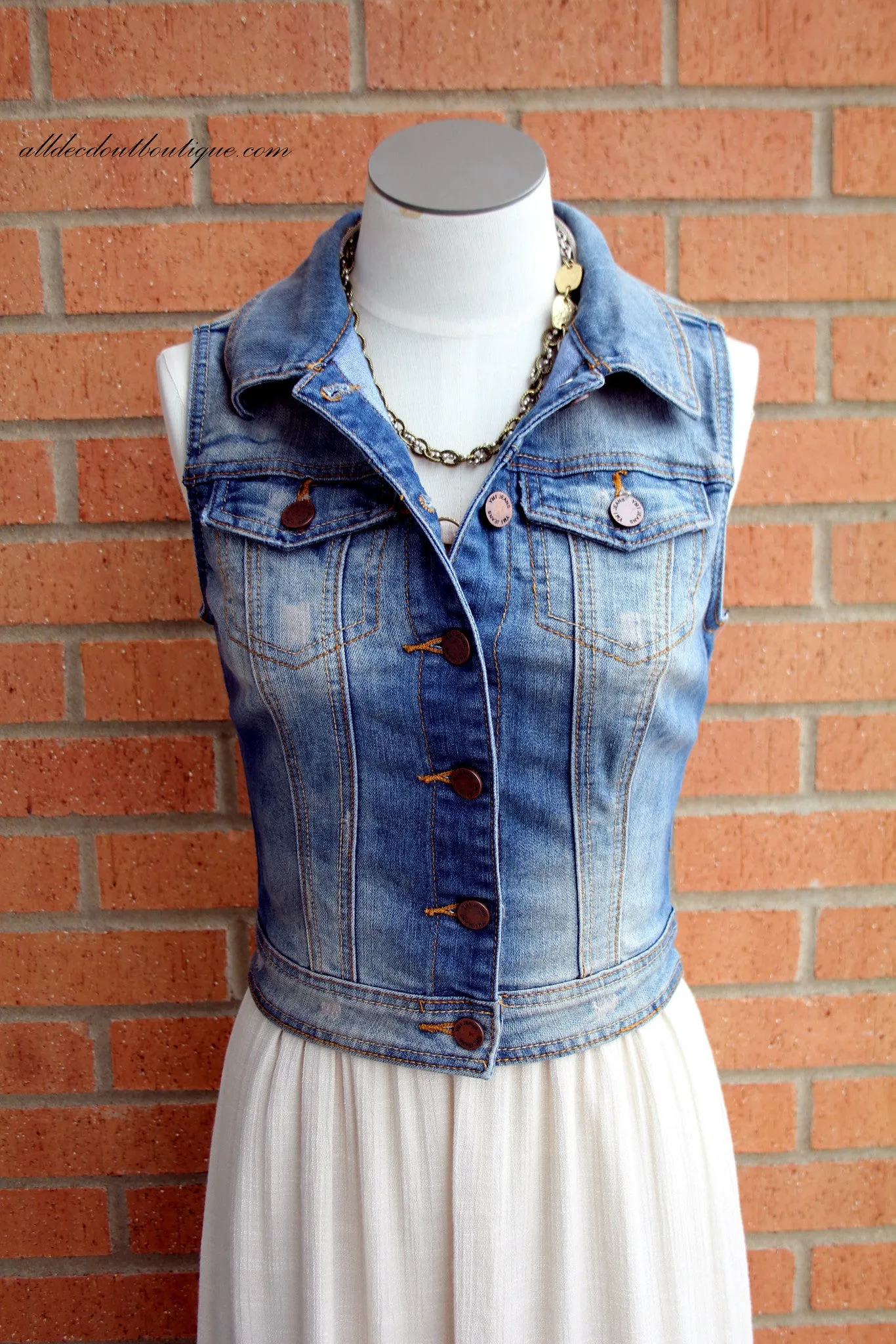 YMI | Denim Cropped Vest