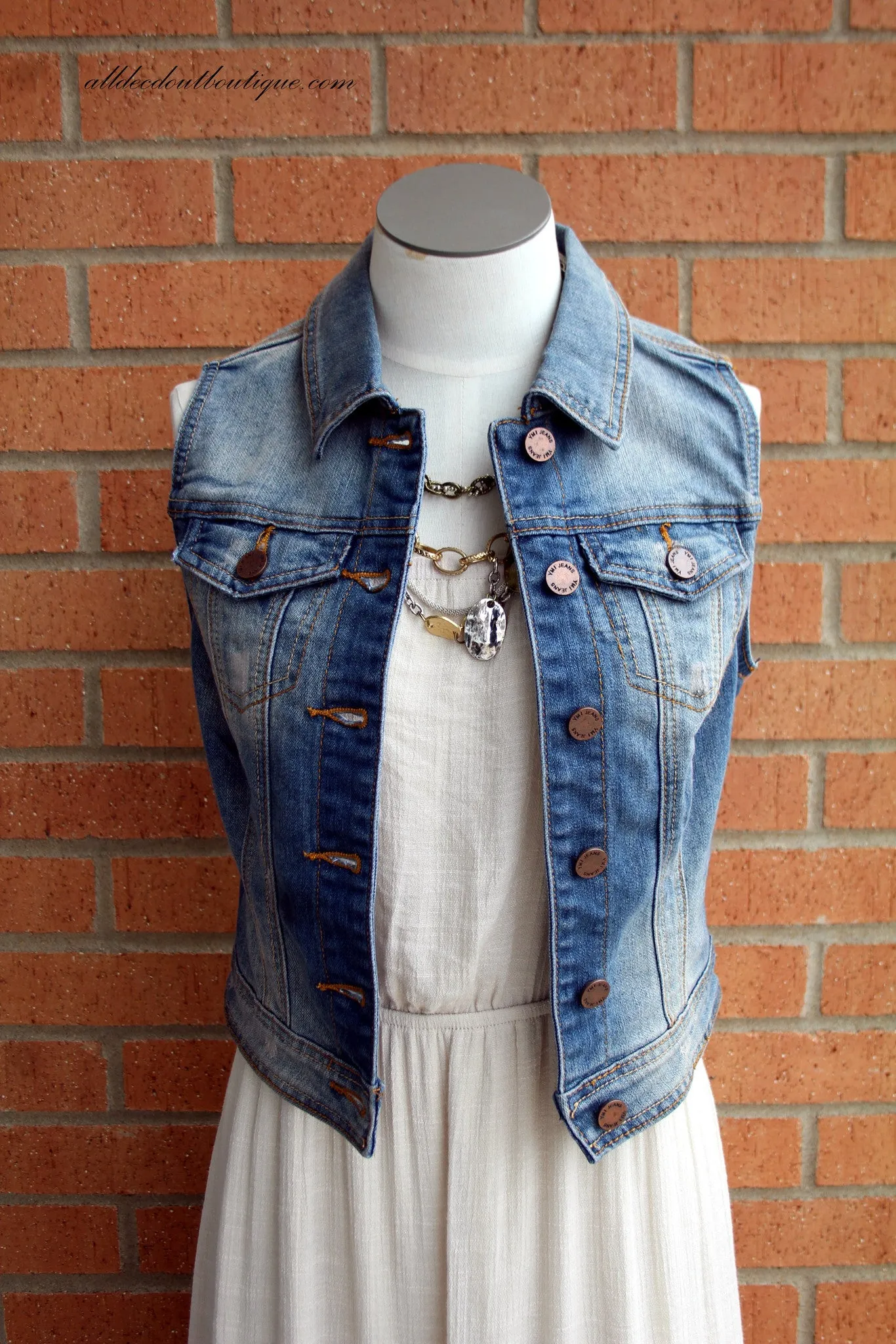 YMI | Denim Cropped Vest