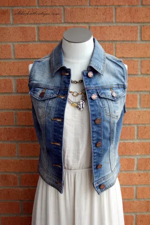 YMI | Denim Cropped Vest